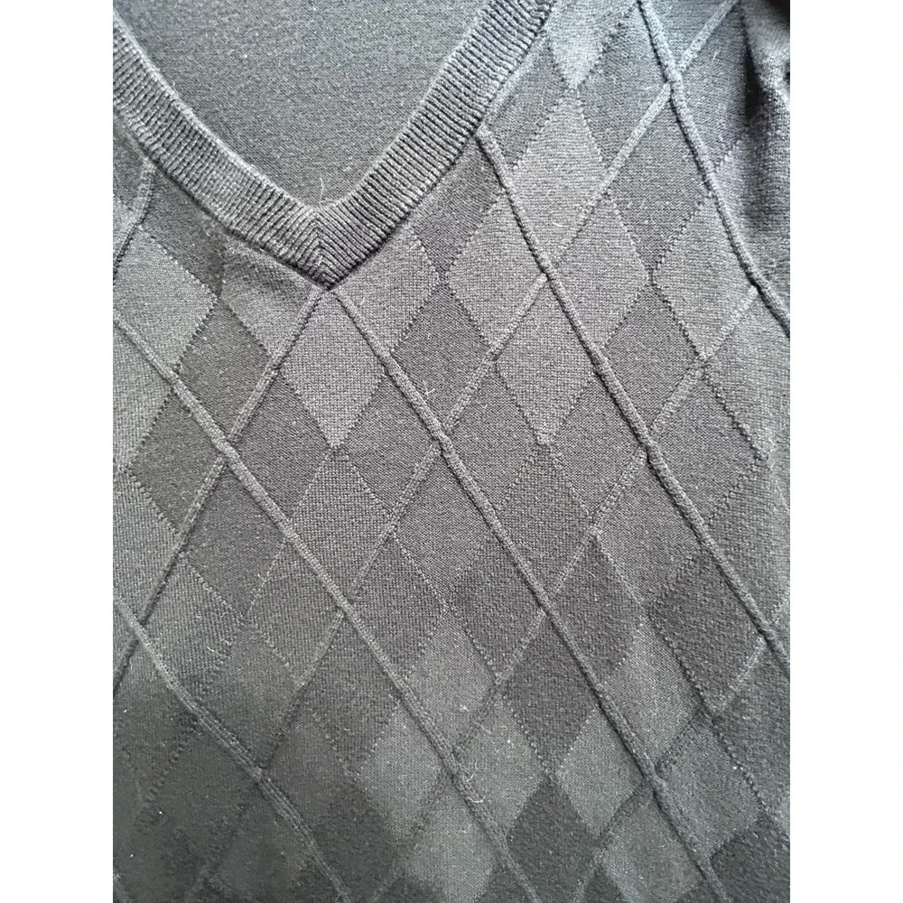 Cypress Links Sportswear Mens 2XB Black Argyle V-Neck Cotton Sweater Vest
